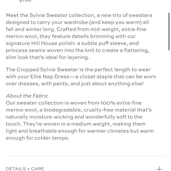 NWT Hill House Sylvie Cropped Wool Cream Sweater - Picture 6 of 10